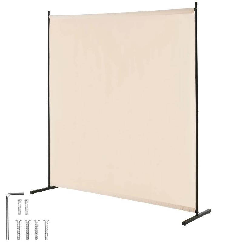 VEVOR 6FT Room Divider Single Panel Fabric Room Screen for Office Bedroom Beige