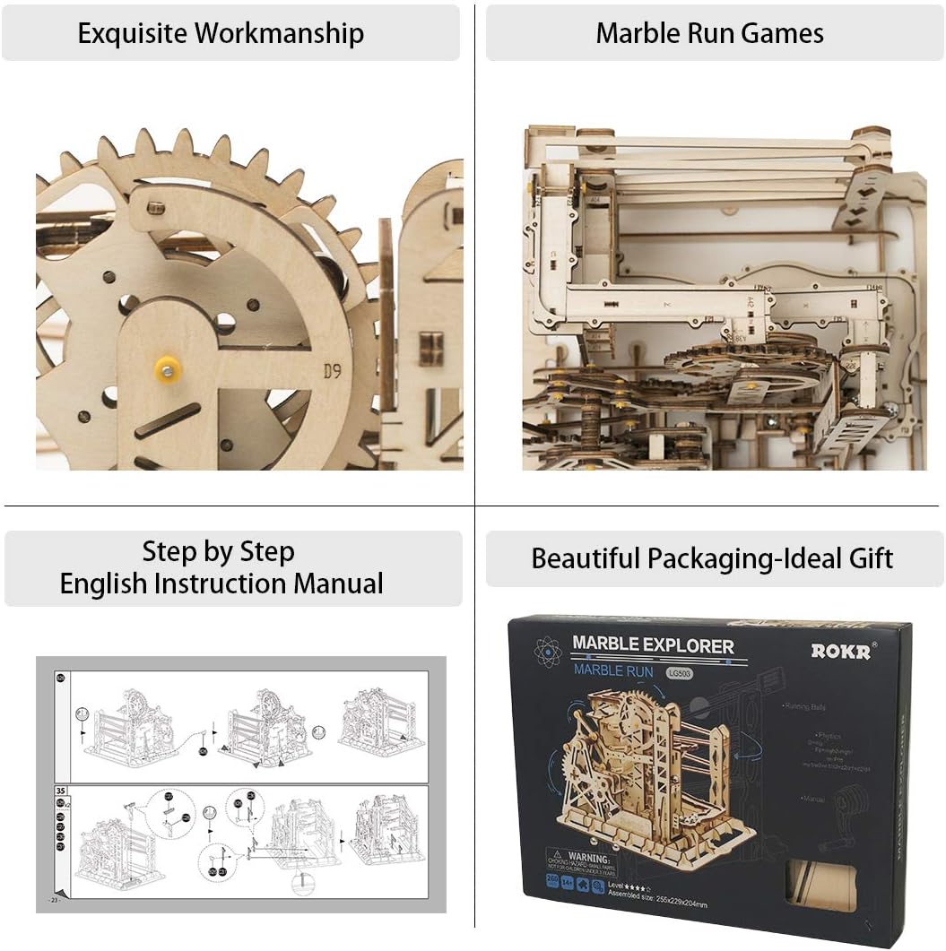 ROKR 3D Marble Run Assembly Wooden Puzzle Model Kit (LG503)