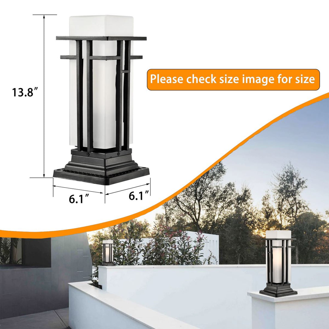 Outdoor Post Lights Fixtures Black Exterior Lamp Post Lantern, Waterproof, Aluminum, Matte