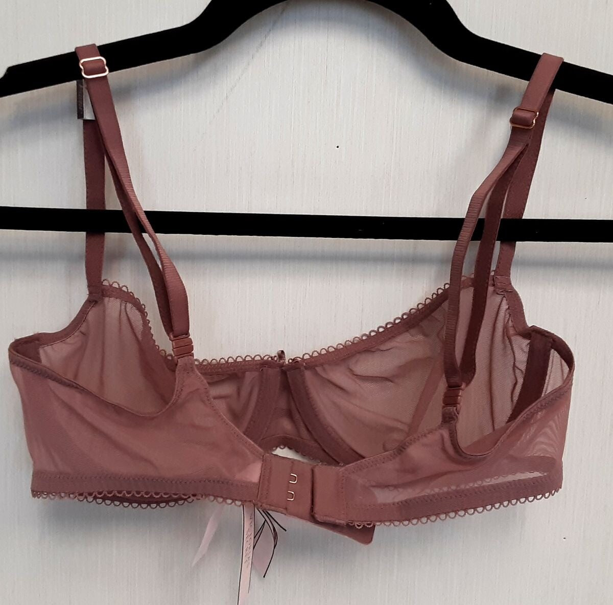 Victoria's Secret DREAM ANGELS Mesh Unlined Balconette Bra 32C Mauve/Pink #34/222