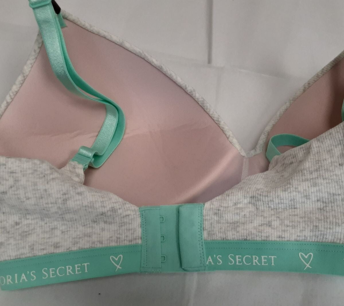 Victoria's Secret t-shirt Lightly Lined wireless soft Bra 32DDD Gray/Mint #28/222