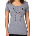 Pokemon Pikachu Holding Flower Heather Gray Fitted Scoop Neck T-Shirt XL RG7/221