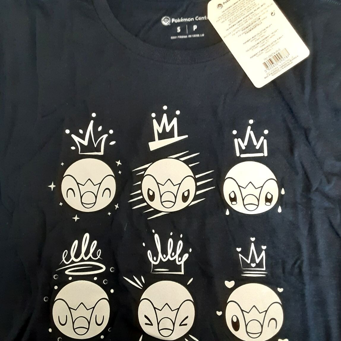 New Pokemon Piplup Navy Flow Crew Neck T-Shirt  Women RA2/224