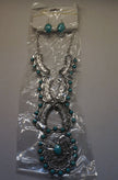 SET Western Indian Silver-tone Engraved filigree Necklaces Turquoise /Nof5