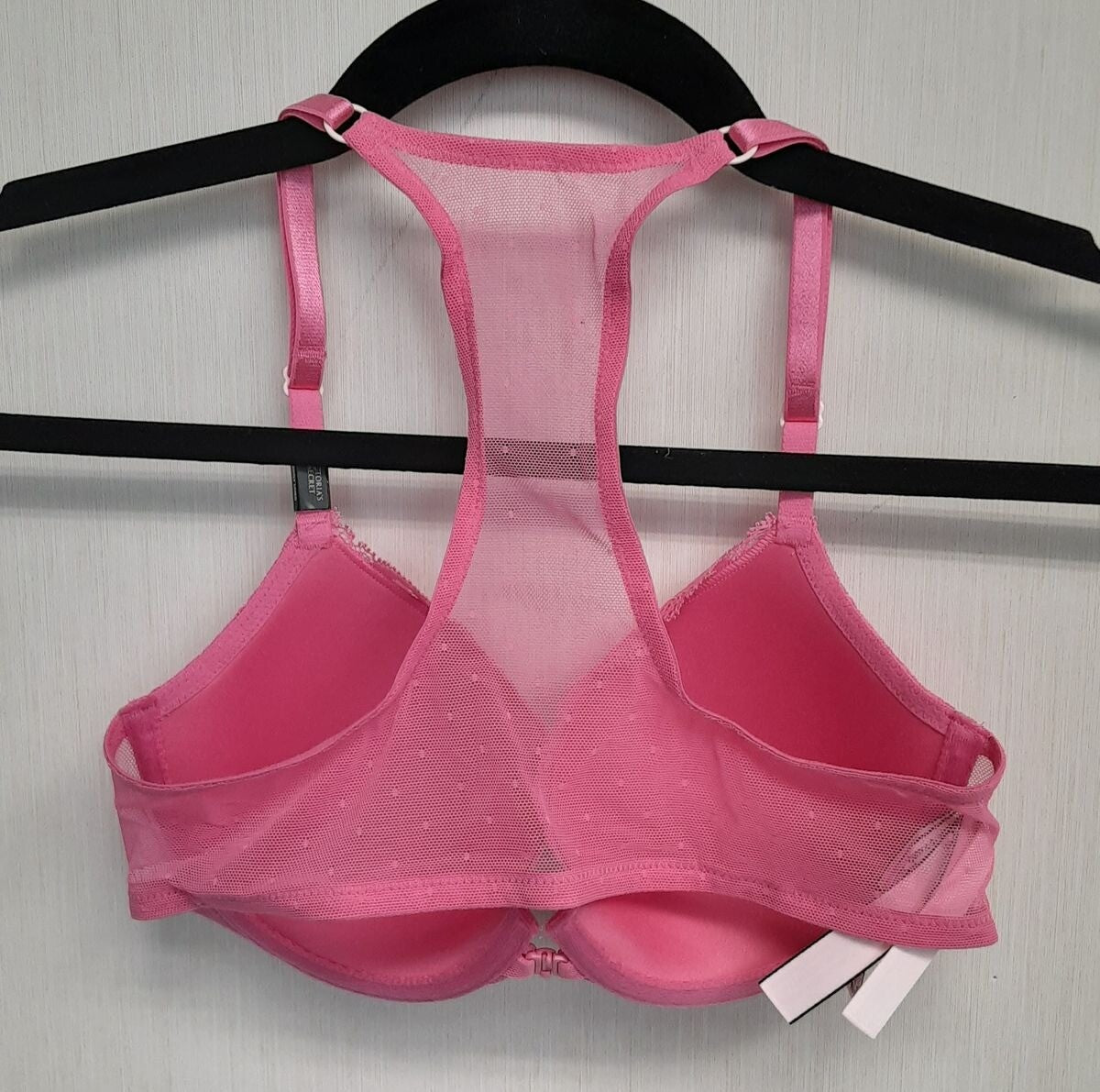 Victoria's Secret Racerback Lightly Lined demi Bra Pink lace 32C Fuschia #5/222