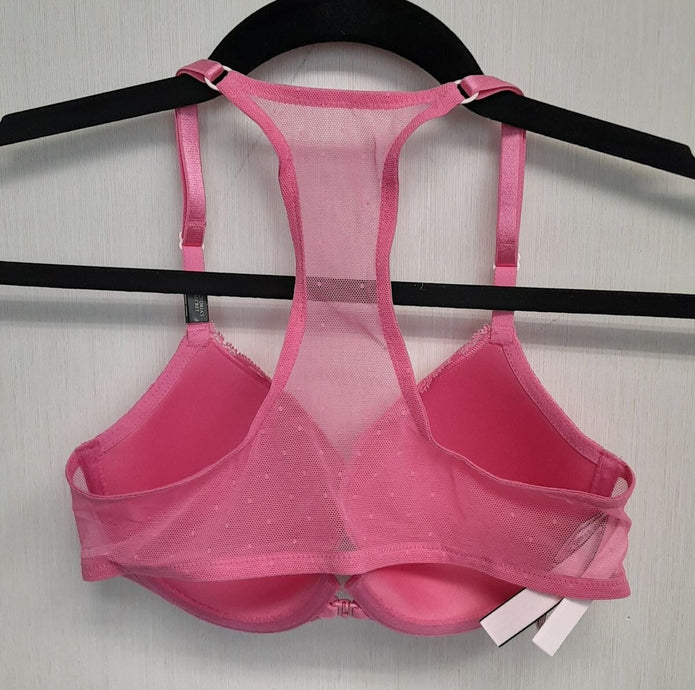 Victoria's Secret Racerback Lightly Lined demi Bra Pink lace 32C Fuschia #5/222