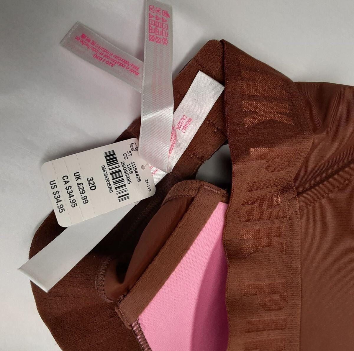 Victoria's Secret PINK Everywhere Wireless Lightly-Lined Brown Bra 32D #8/223