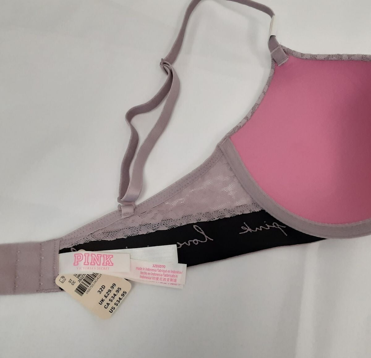 Victoria's Secret PINK Everywhere T-shirt Lightly-Lined Bra 32D Mauve #13/222