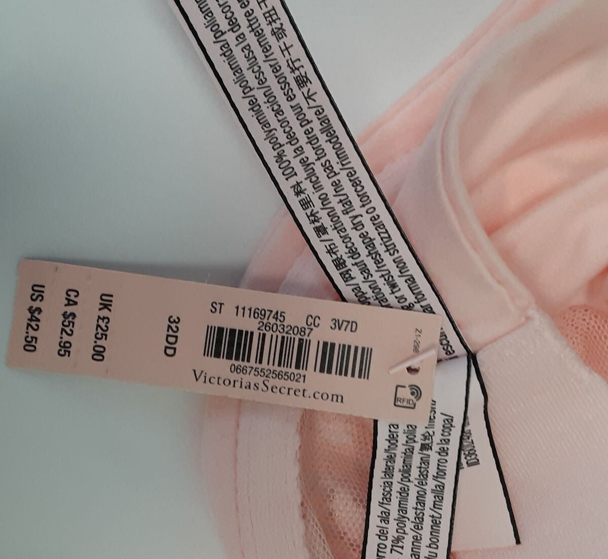 Victoria's Secret Body by Victoria Unlined Elongated Bra 32DD Peach #73/225