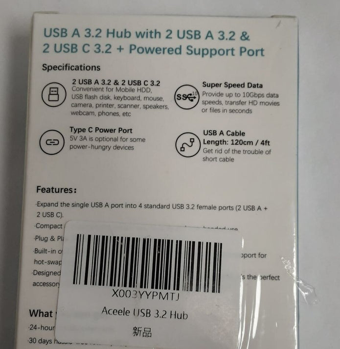 New Aceele (AC01-00065) 10Gbps USB C 3.2 Hub 5 in 1 RG3/221