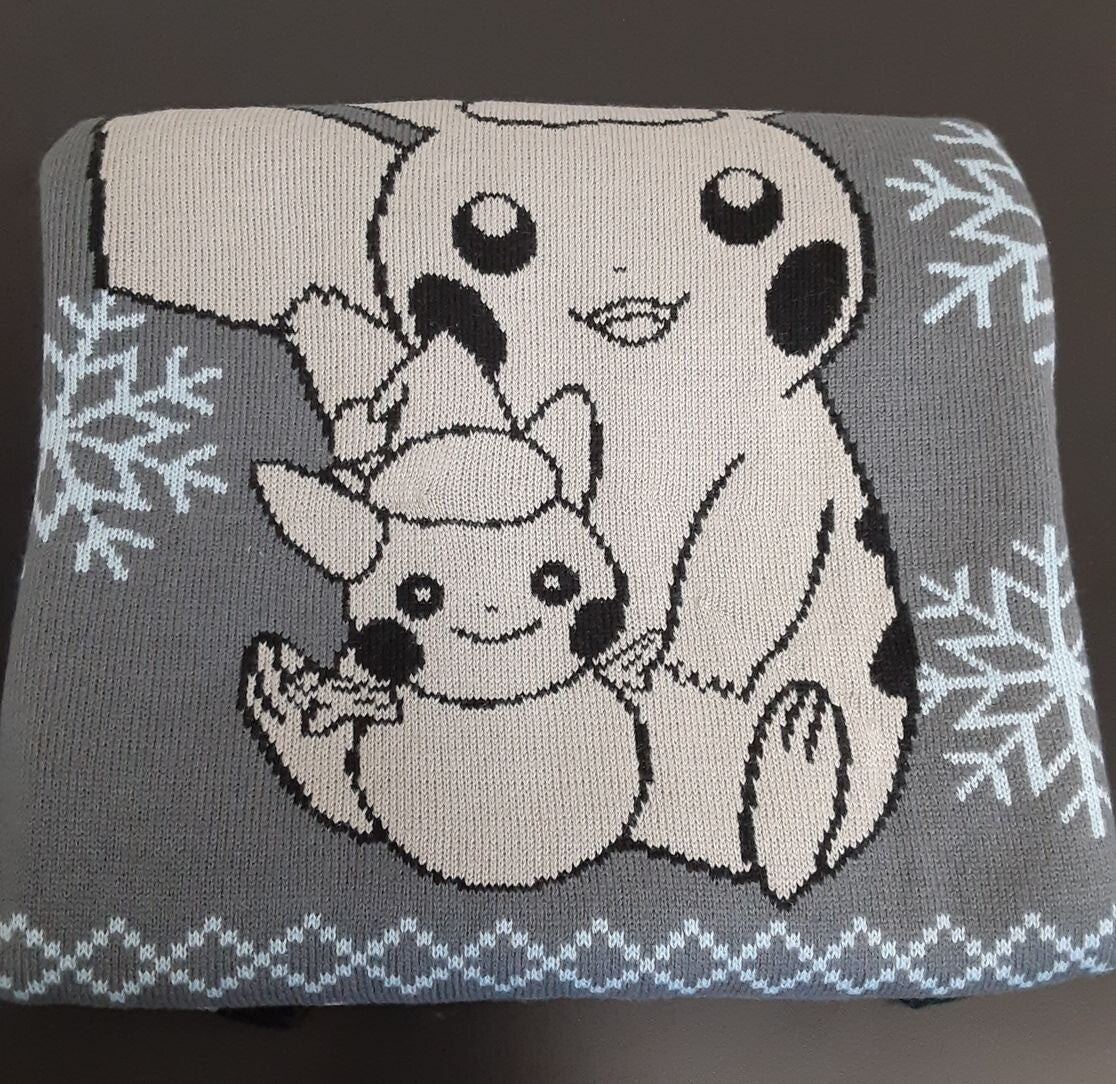 Pokemon Pikachu Snow Friend Gray Knit Holiday Sweater Adult 4X-LARGE RG13/221