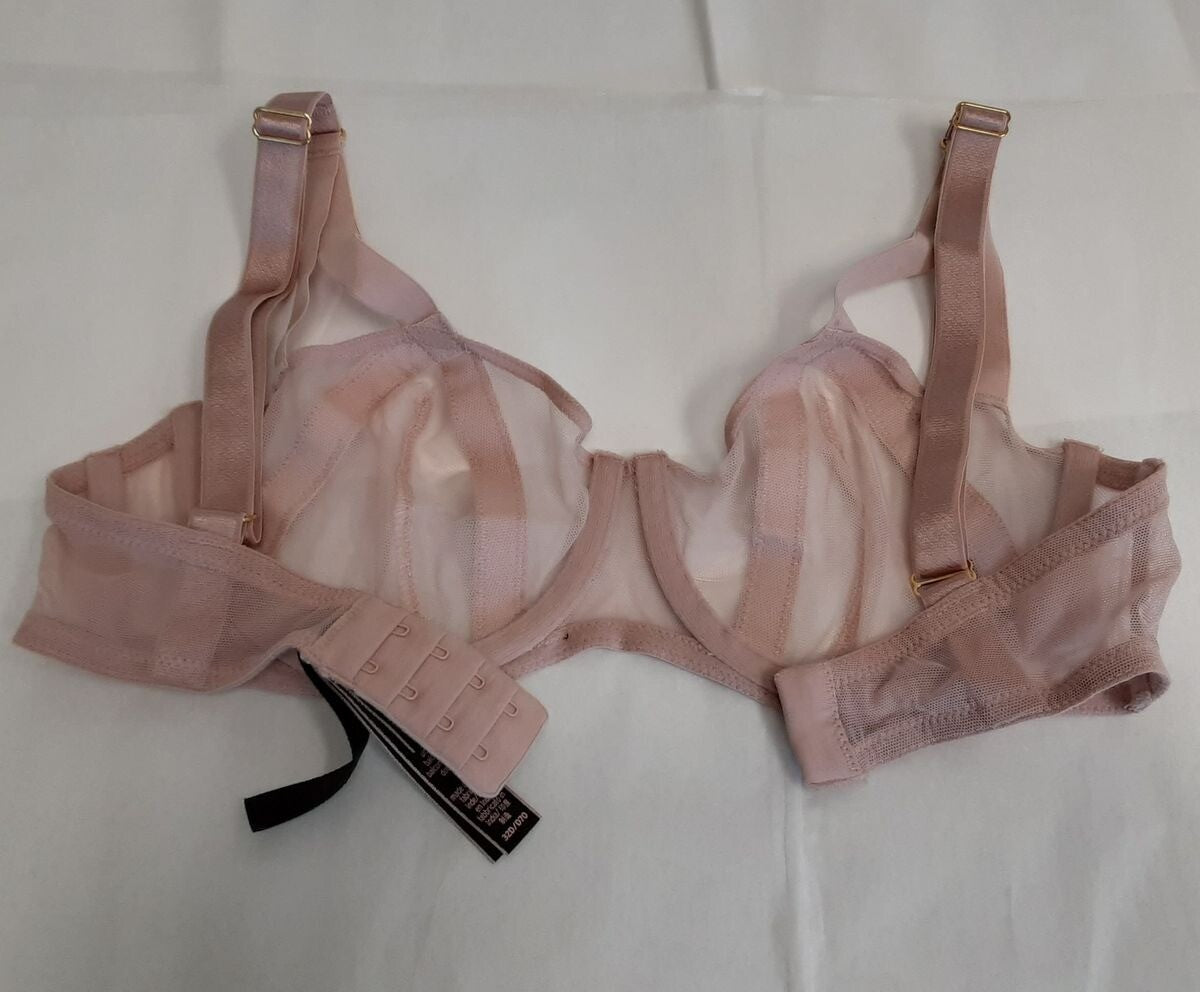 Victoria's Secret Unlined mesh balconette Sexy Strappy Cup Bra Blush 32D #22/223