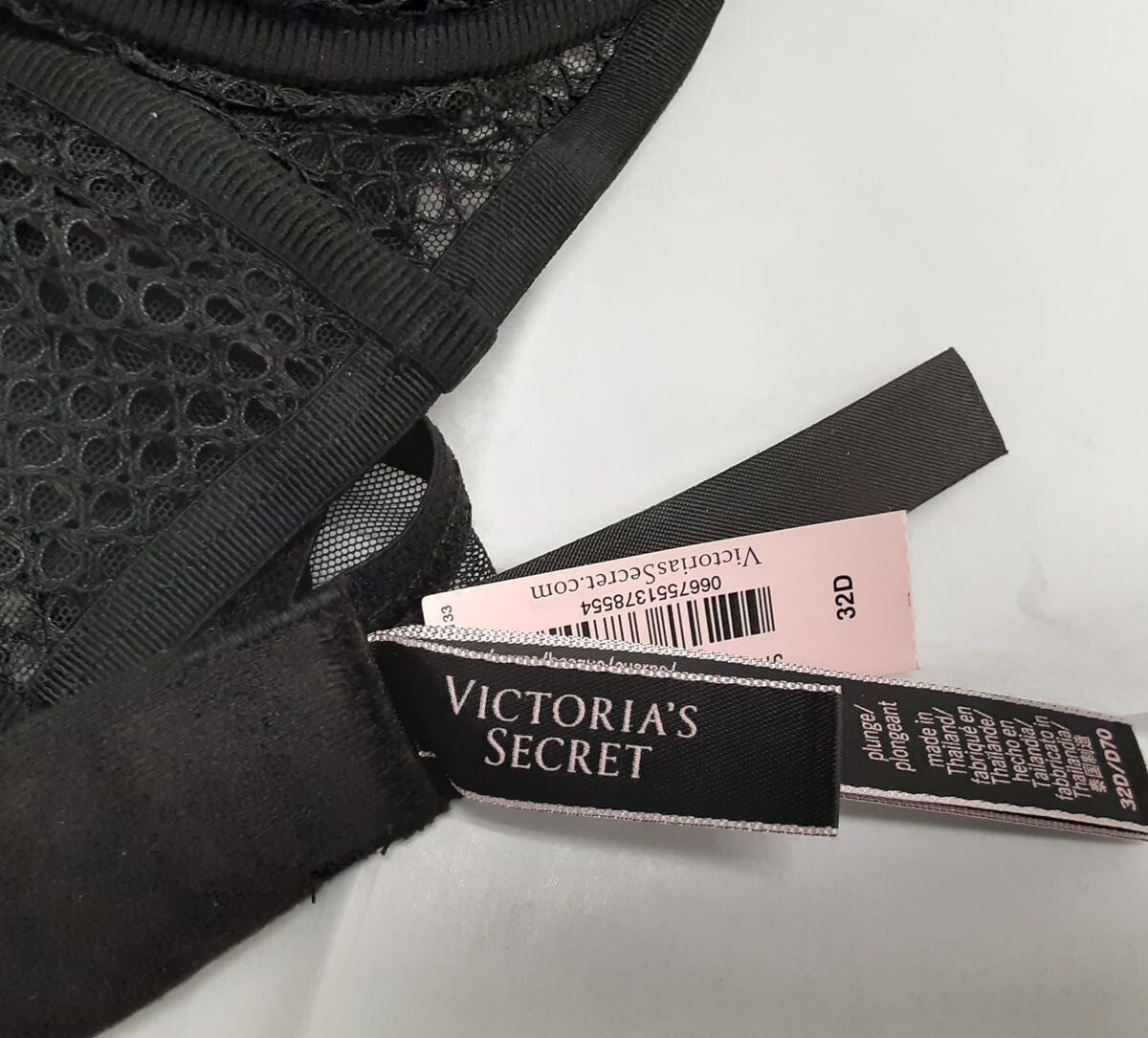 Victoria's Secret Fishnet Underwire Padded Push Up Bra Black (New /32D) #7/225