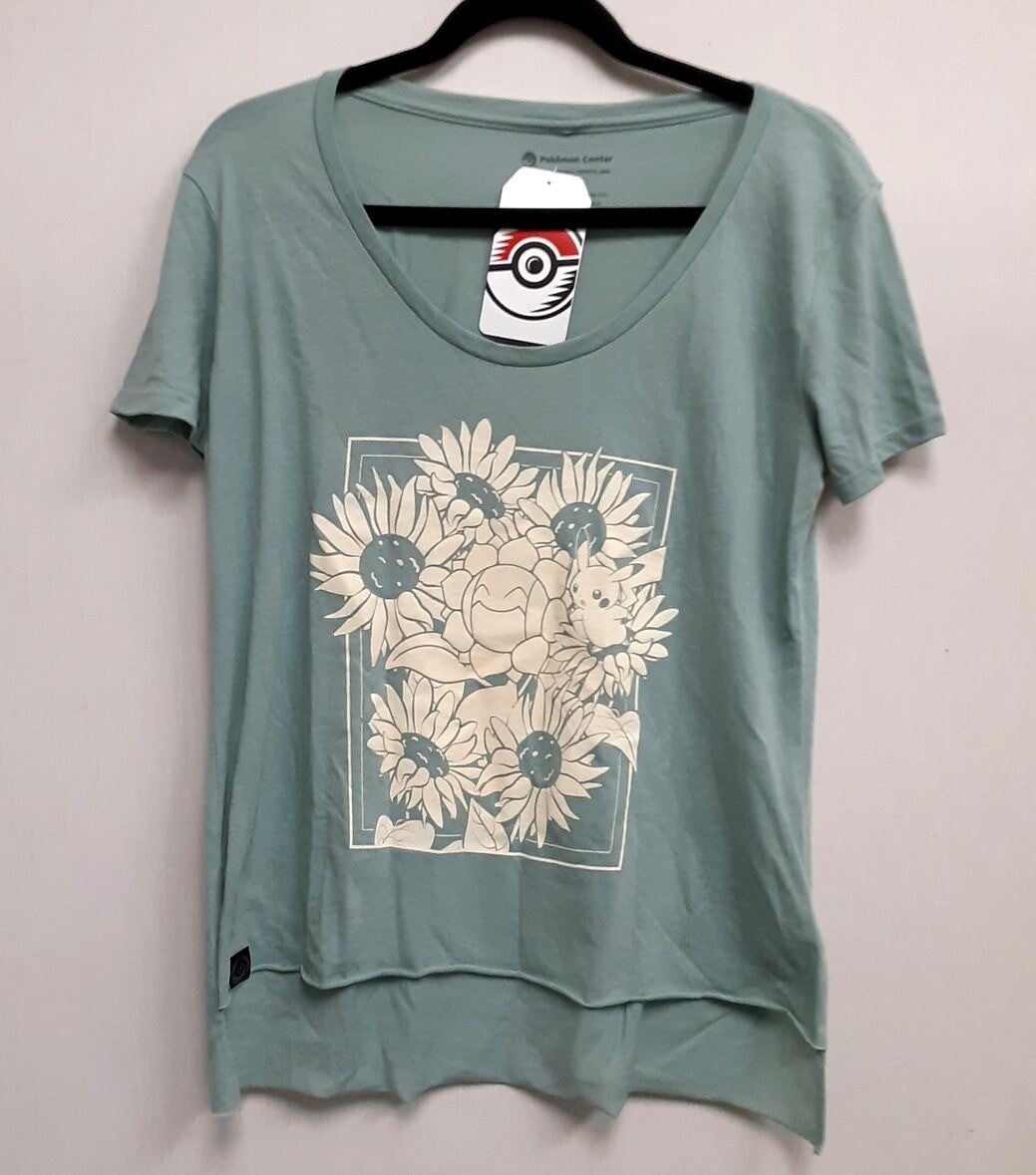New Pikachu & Sunflora Pokemon Nature Spring Green T-Shirt  M Women RA21/220