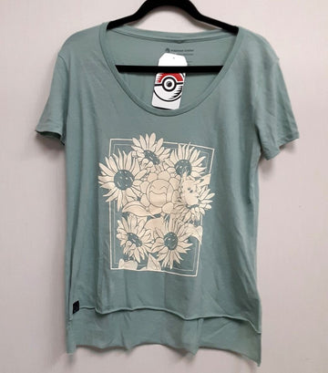 New Pikachu & Sunflora Pokemon Nature Spring Green T-Shirt  M Women RA21/220