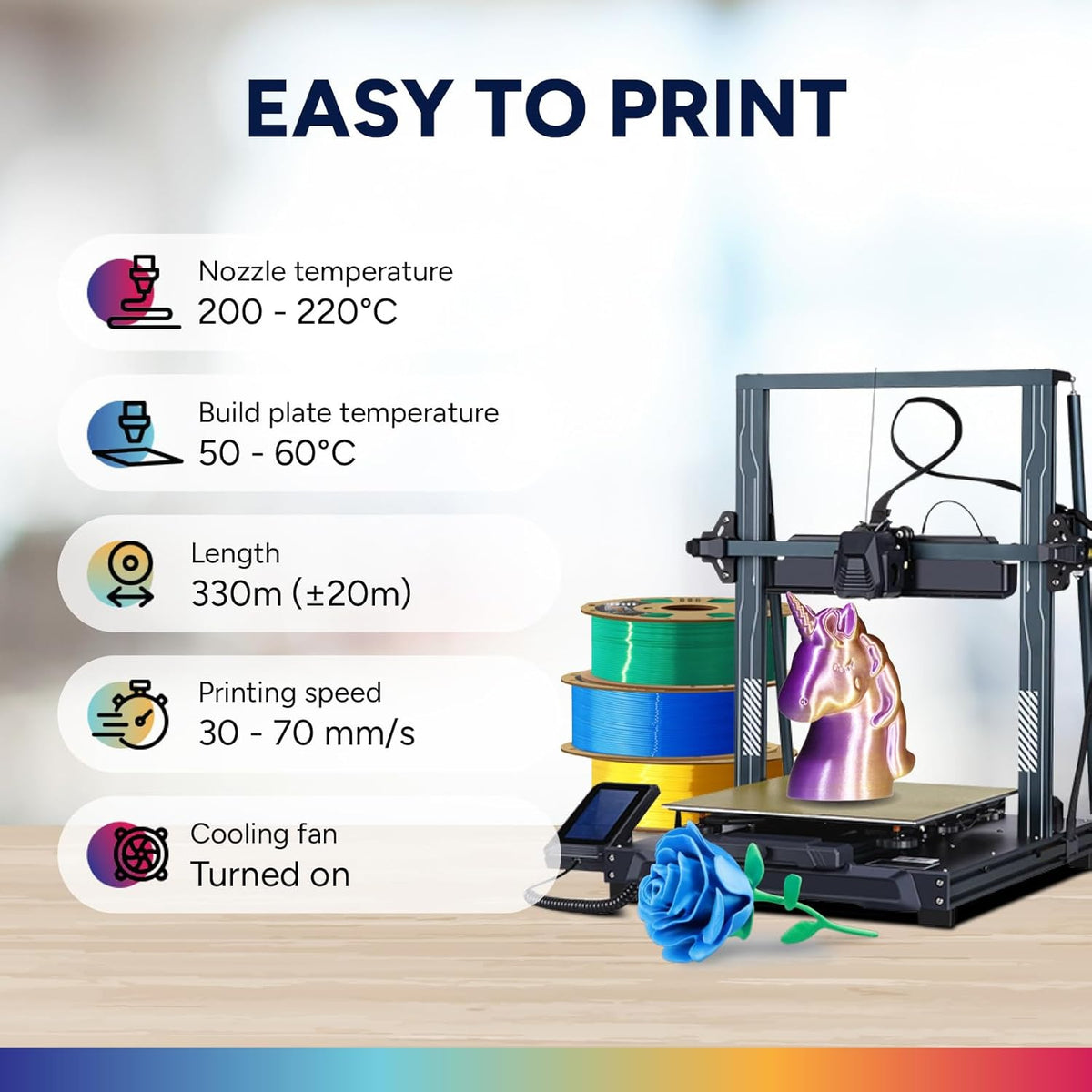 Case of 10 KG OVERTURE Silk PLA Filament 1.75mm, Metallic Shine 3D Printer Filament, 1kg Spool (2.2lbs)-Box of 10 -Silk Blue