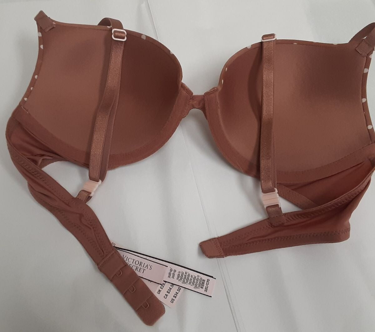 Victoria's Secret Push-up Bra Brown Polka Dot (New /32C) #60/223