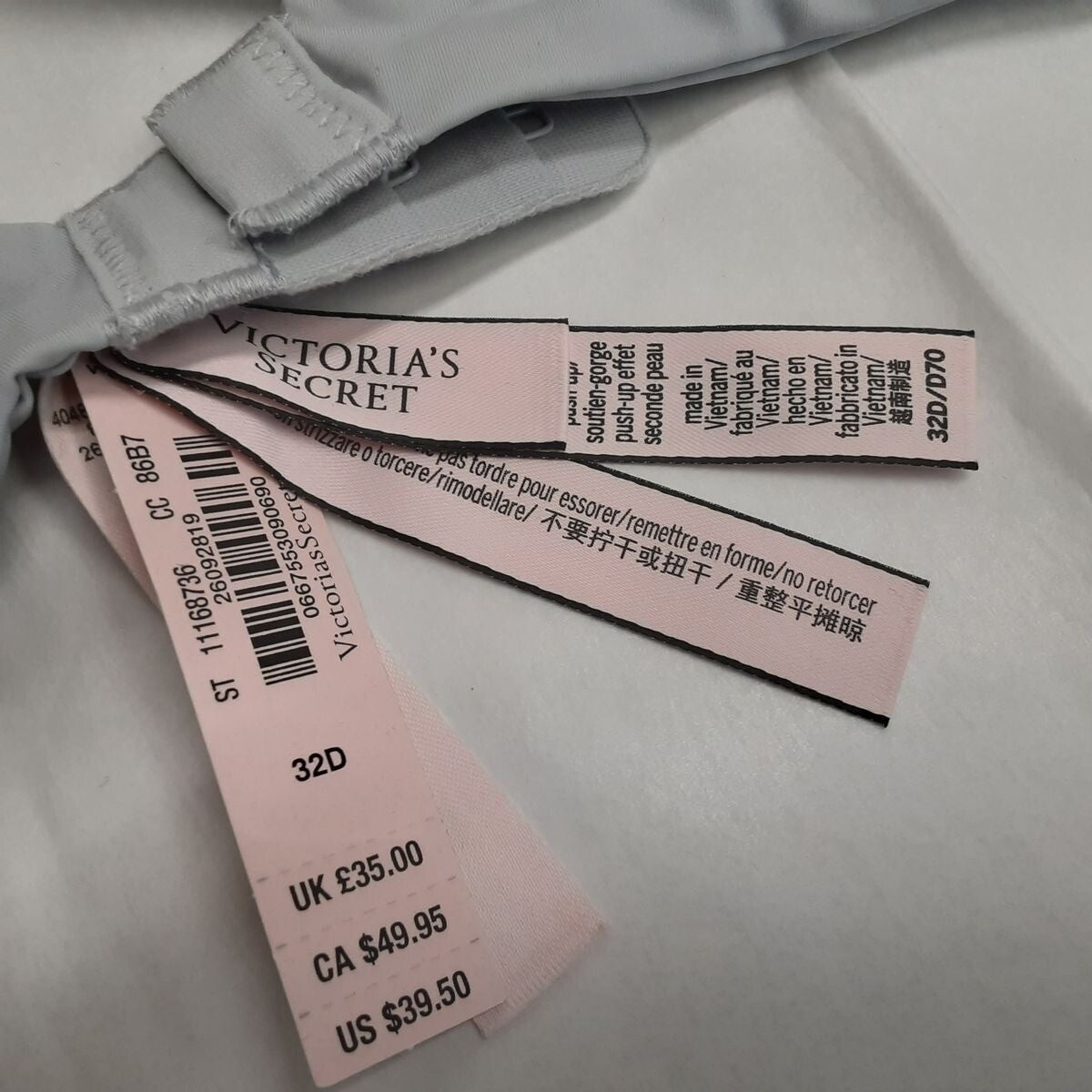 Victoria's Secret Push-up Bra Light Blue color (New /32D) #2/224