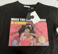 ZARA Trafaluc Disney Princess BLACK T-Shirt SMALL when you learn 3 words... RA242