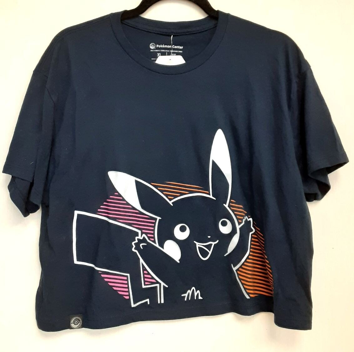 New Pokemon center Pikachu Neon Navy Women's XL crop top RG6/220