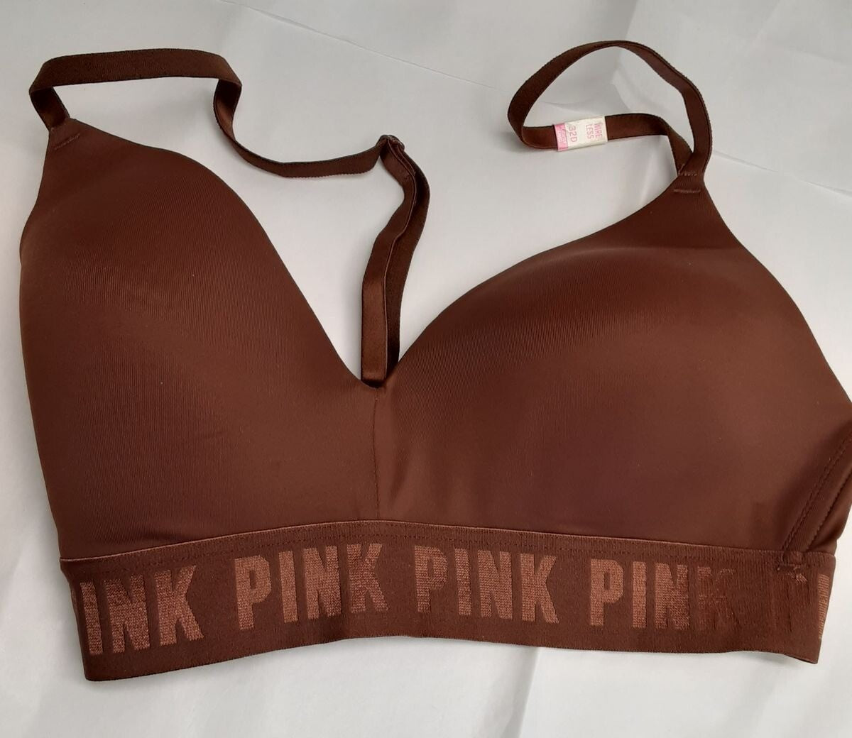 Victoria's Secret PINK Everywhere Wireless Lightly-Lined Brown Bra 32D #8/224