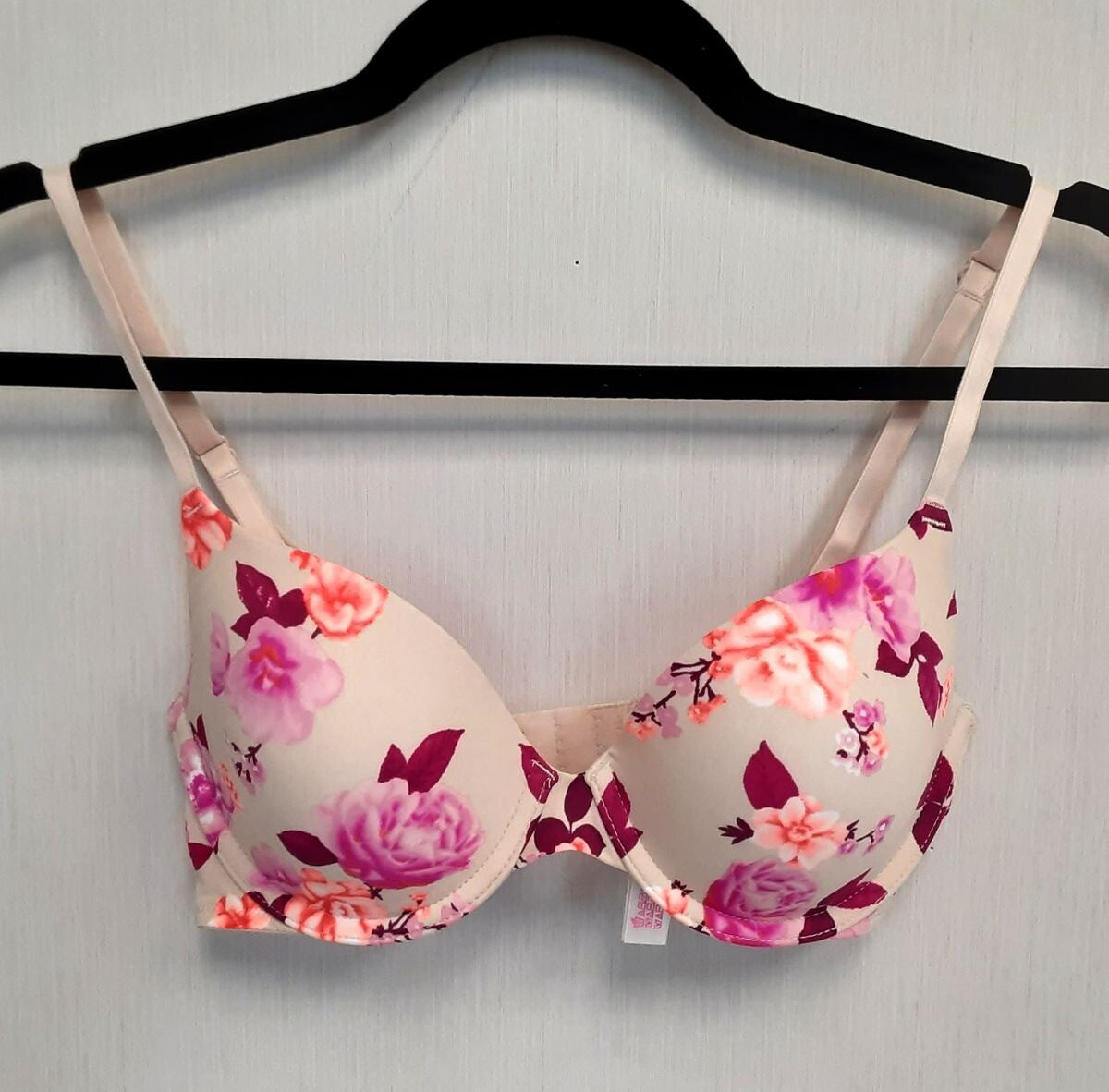 Victoria's Secret PINK Everywhere T-shirt Lightly-Lined Bra 32C Floral #35/220