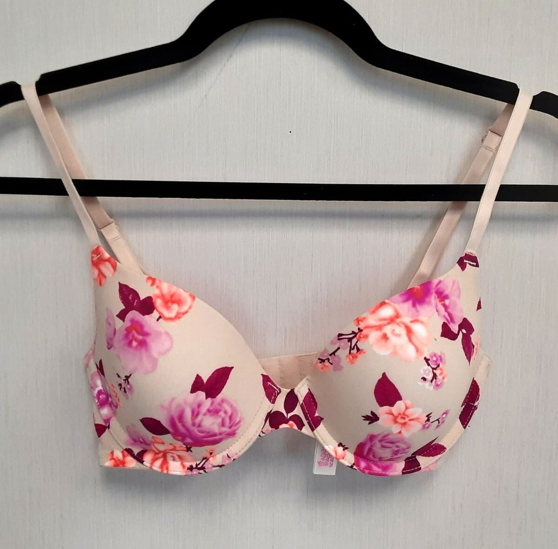 Victoria's Secret PINK Everywhere T-shirt Lightly-Lined Bra 32C Floral #35/220