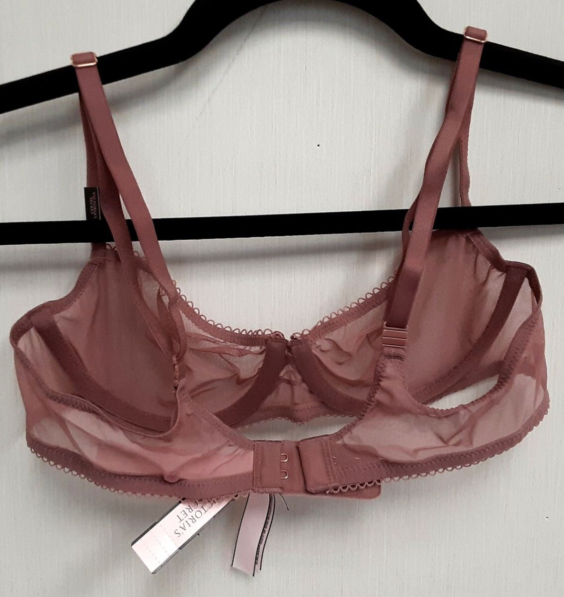 Victoria's Secret DREAM ANGELS Mesh Unlined Balconette Bra 34A Mauve/Pink #38/222