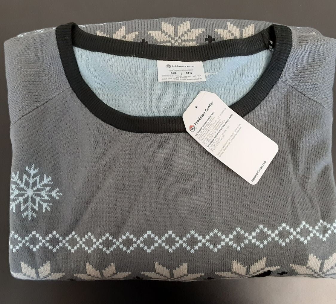 Pokemon Pikachu Snow Friend Gray Knit Holiday Sweater Adult 4X-LARGE RG13/222