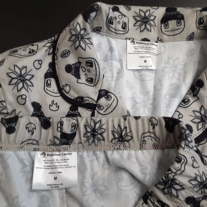 Pokemon center Holiday Flannel Button-Up Pajama Set M  Women RA30/225
