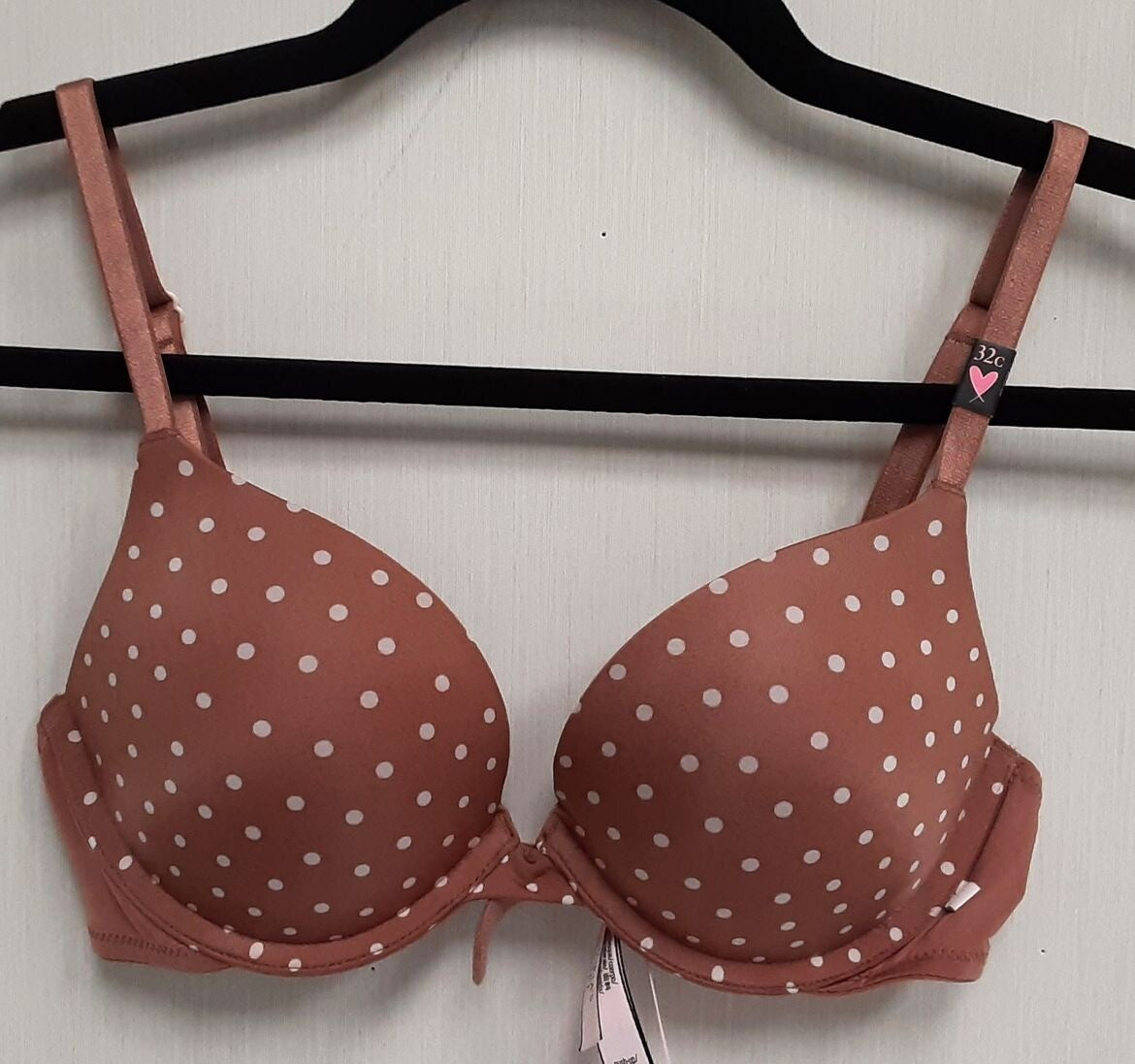 Victoria's Secret Push-up Bra Brown Polka Dot (New /32C) #60/225