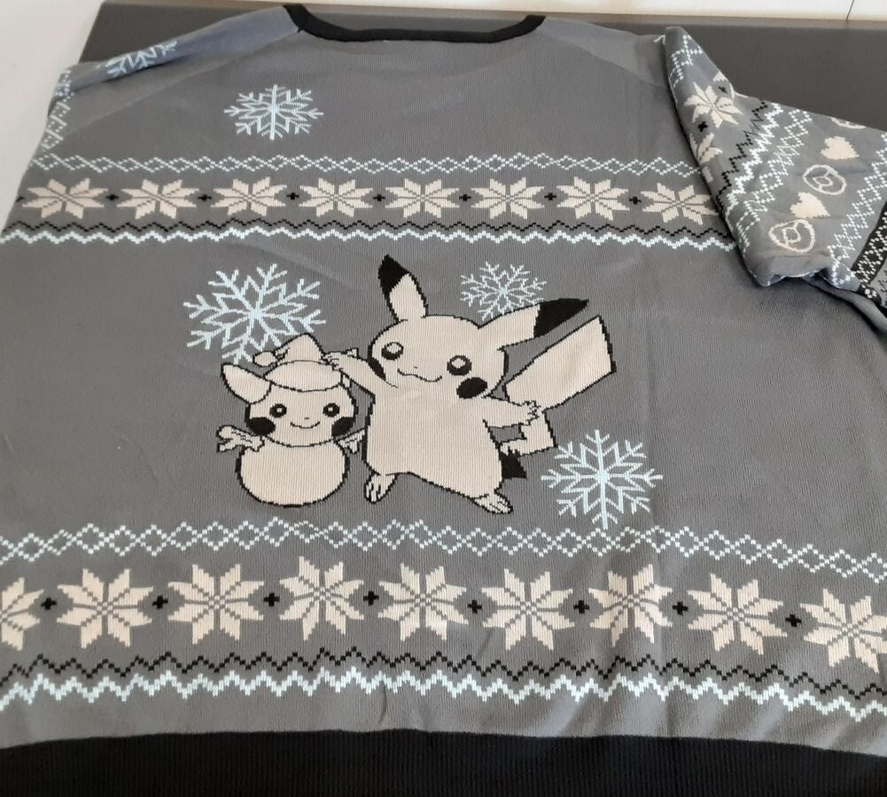 Pokemon Pikachu Snow Friend Gray Knit Holiday Sweater Adult 4X-LARGE RG13/226