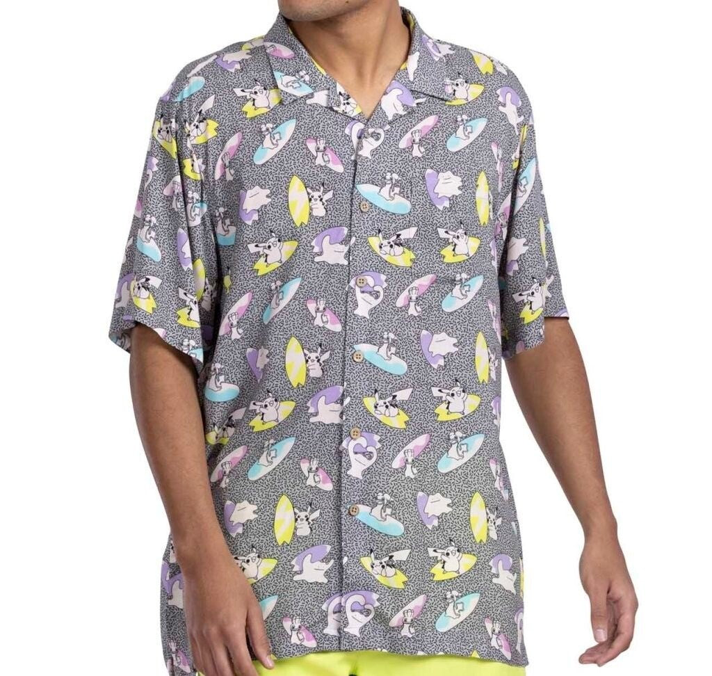Pokemon Tropical Pikachu Ditto Shellos Surf's Up Pastel Shirt L Men RG2/221
