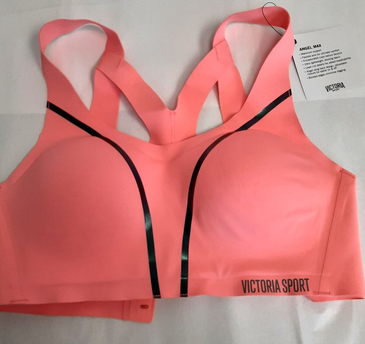 Victoria's Secret Sport Angel MAX Bra 32C NEON Pink Coral lightweight #19/225