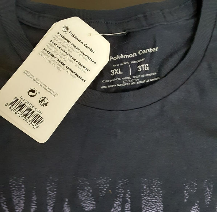 Pikachu Friends Sweet Temptations Blue Relaxed Fit Crew Neck T-shirt 3XL RG7/226