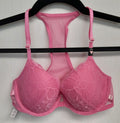 Victoria's Secret Racerback Lightly Lined demi Bra Pink lace 32C Fuschia #5/220