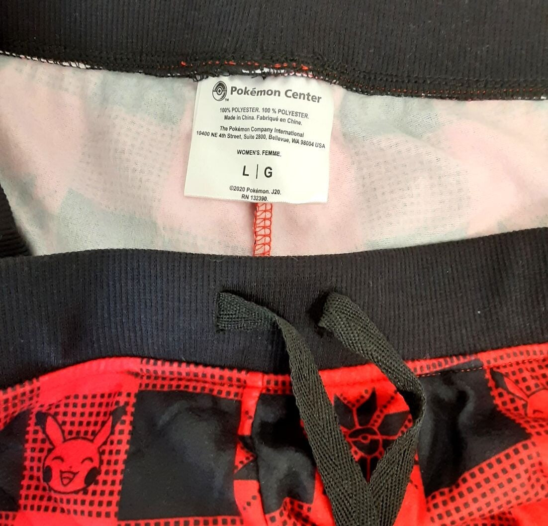 Pokemon Pikachu Long-Sleeve T-Shirt & Flannel Jogger Pants Pajama L Women RA2/223