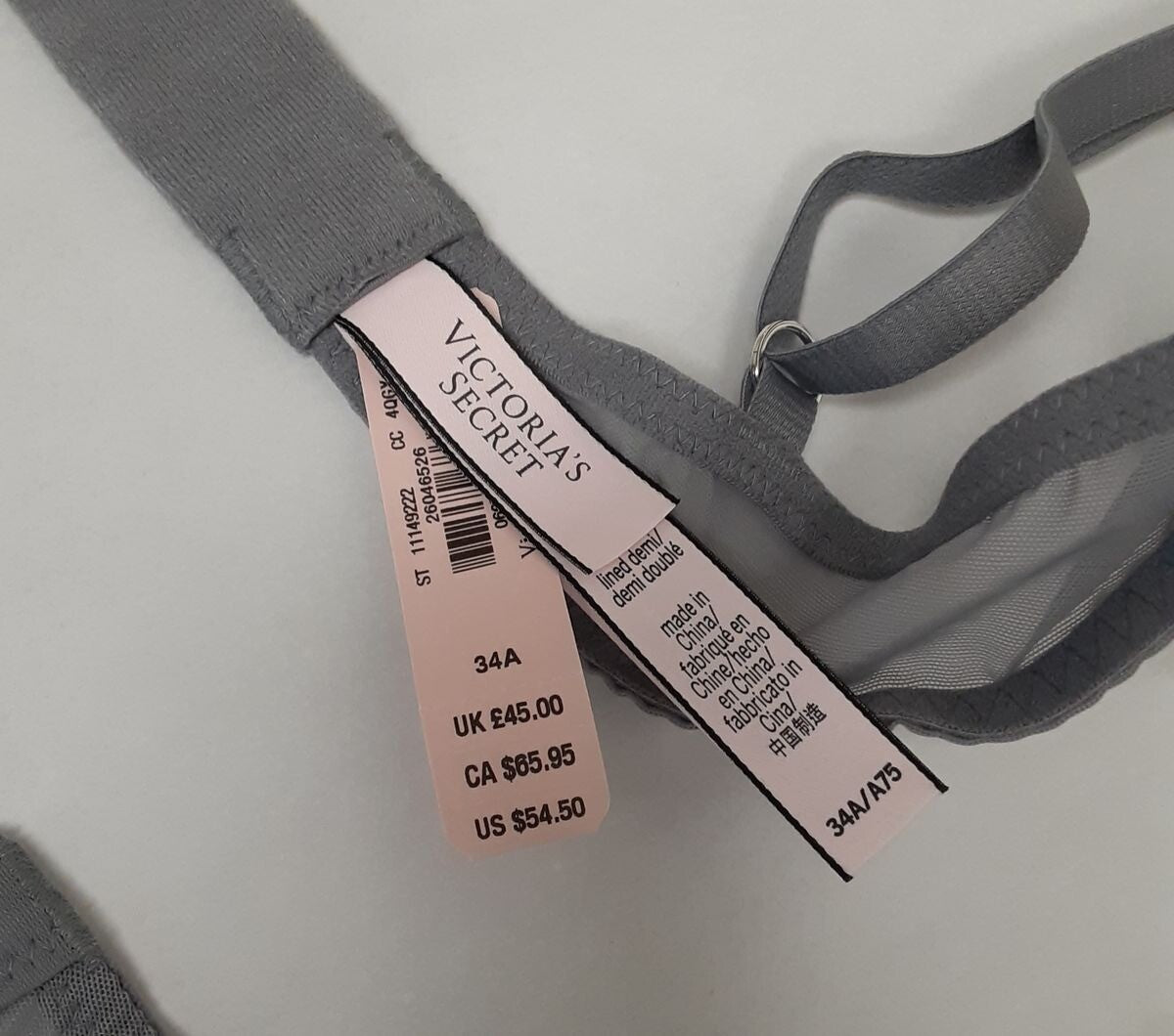 Victoria's Secret DREAM ANGELS Lightly Lined demi Bra (New /34A) Gray  #39/224