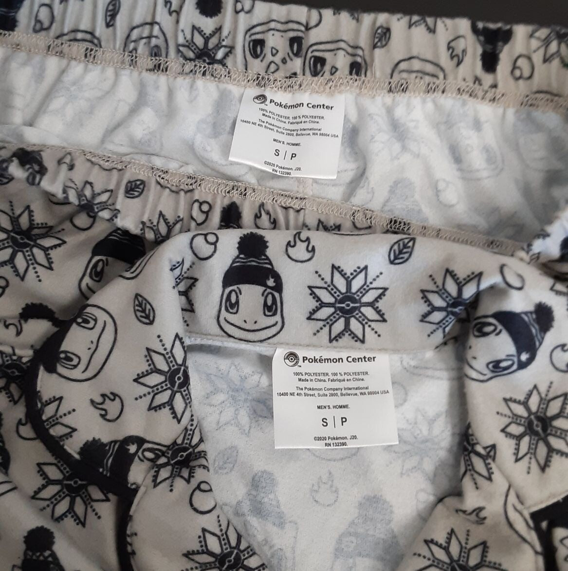 Pokemon Kanto First Partner Holiday Flannel Button-Up Pajama Set S Men RA21/225