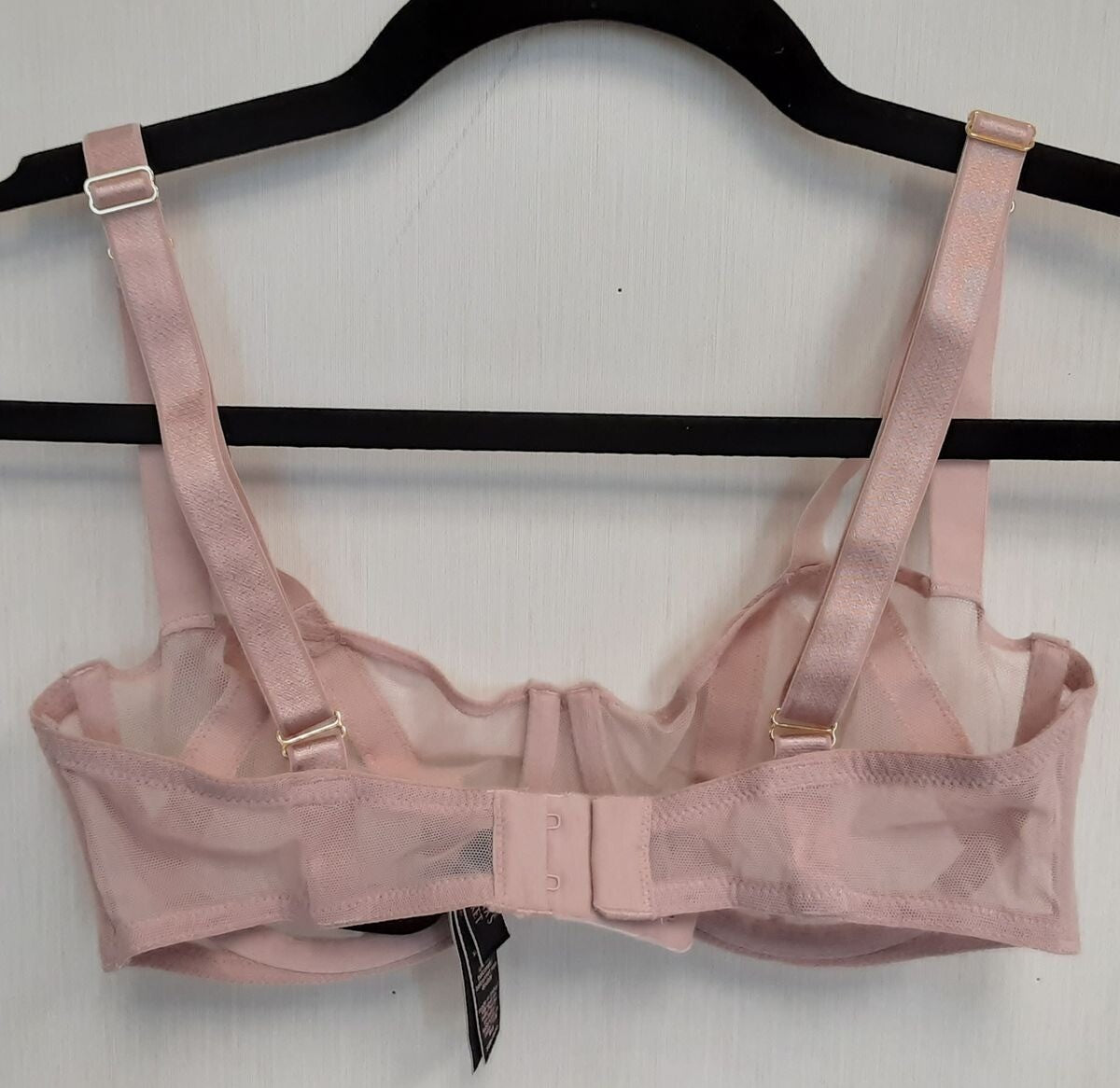 Victoria's Secret Unlined mesh balconette Sexy Strappy Cup Bra Blush 32D #22/222