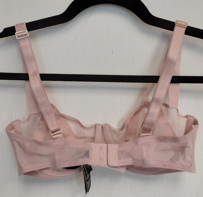 Victoria's Secret Unlined mesh balconette Sexy Strappy Cup Bra Blush 32D #22/222