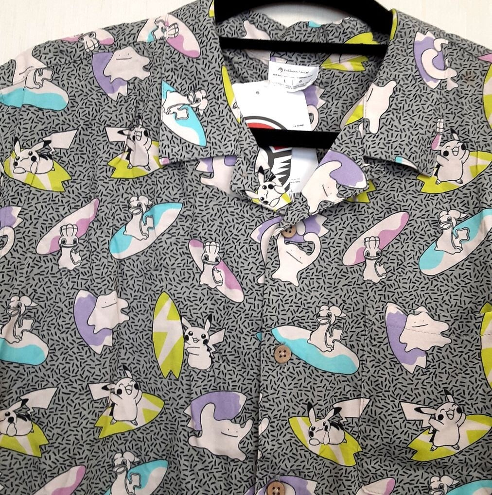 Pokemon Tropical Pikachu Ditto Shellos Surf's Up Pastel Shirt L Men RG2/220