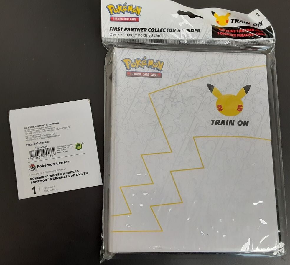 Pokemon Center Train on Collector's Binder + Pikachu Flat Brass Ornament RA6/220