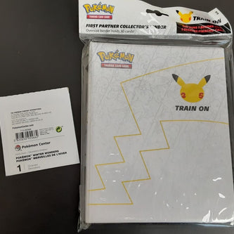 Pokemon Center Train on Collector's Binder + Pikachu Flat Brass Ornament RA6/220