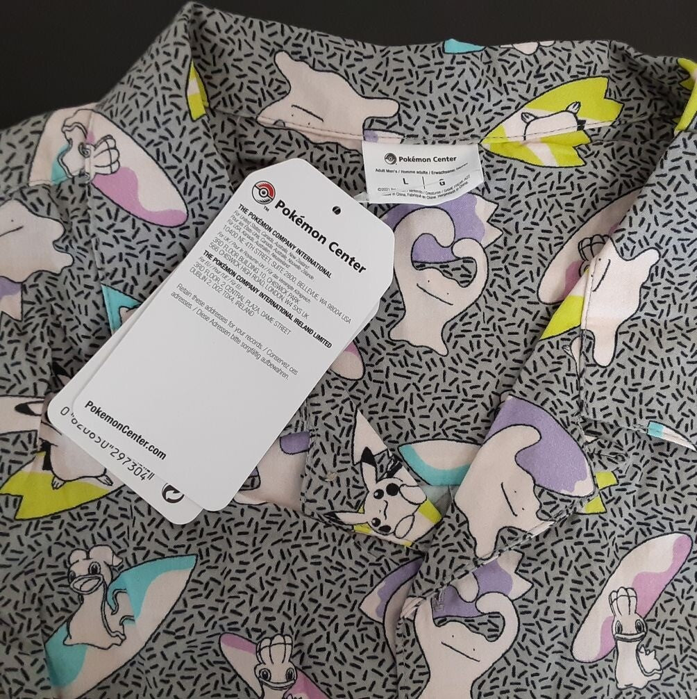 Pokemon Tropical Pikachu Ditto Shellos Surf's Up Pastel Shirt L Men RG2/225