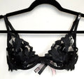 Victoria's Secret Very sexy Unlined Floral Embroidered Demi Bra 32D BLACK #41/220
