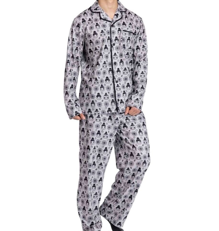 Pokemon Kanto First Partner Holiday Flannel Button-Up Pajama Set S Men RA21/220