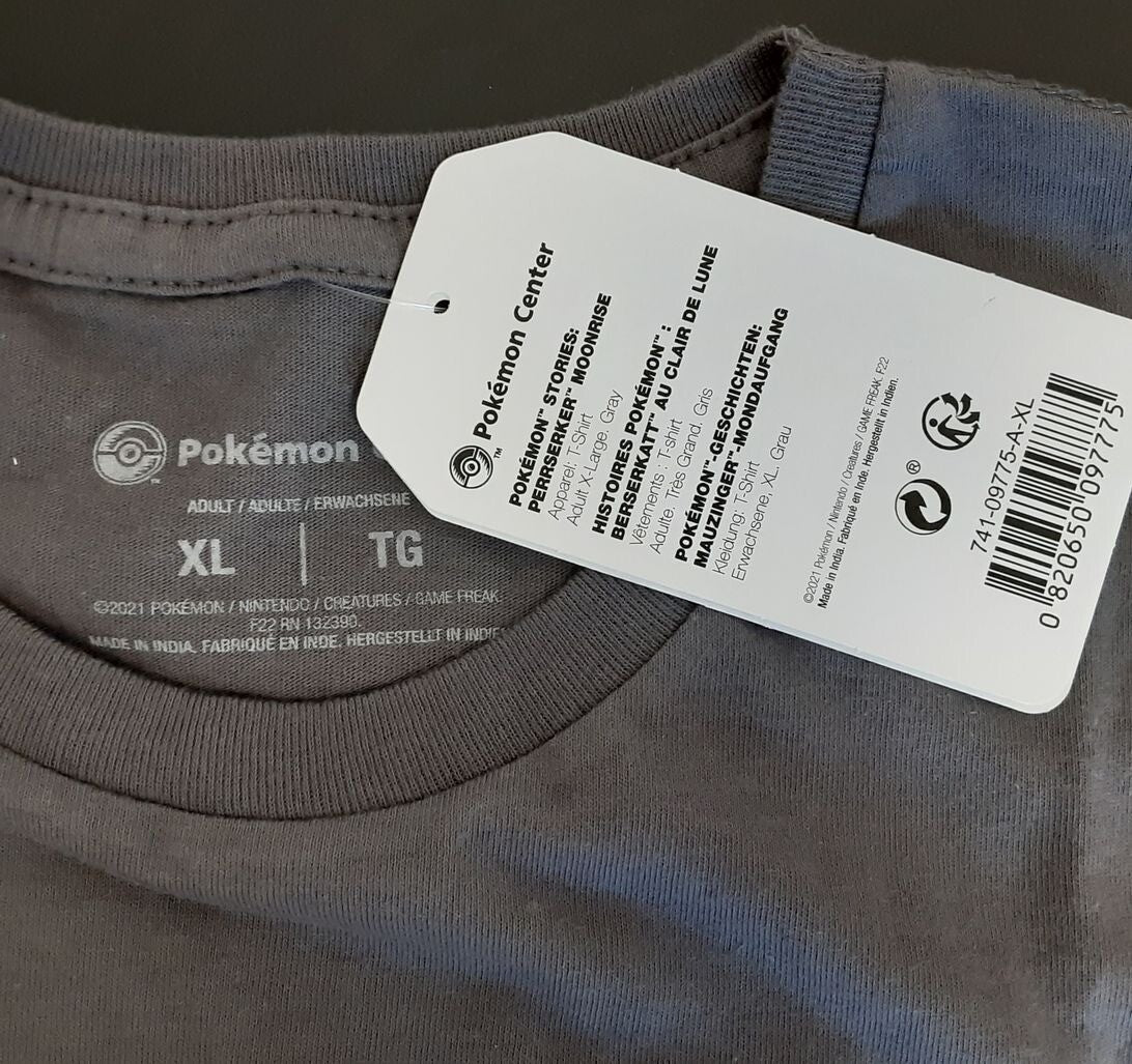 Pokemon Perrserker Moonrise Gray Fitted Crew Neck T-Shirt XL Adult RG16/224