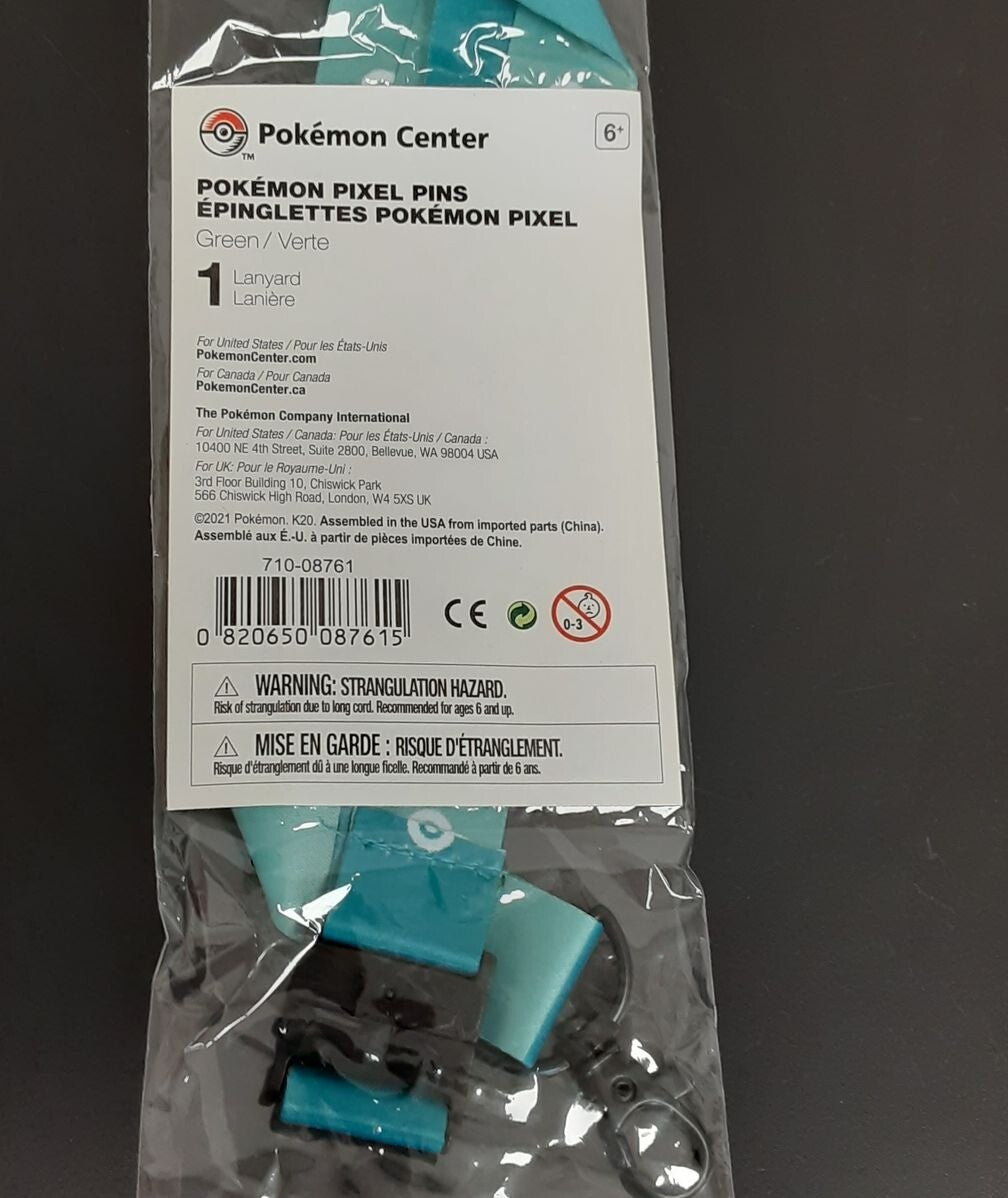 Pokemon Center Pokémon Pixel Pins Green Lanyard New and sealed DR43