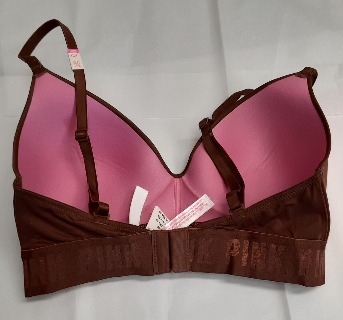 Victoria's Secret PINK Everywhere Wireless Lightly-Lined Brown Bra 32D #8/220